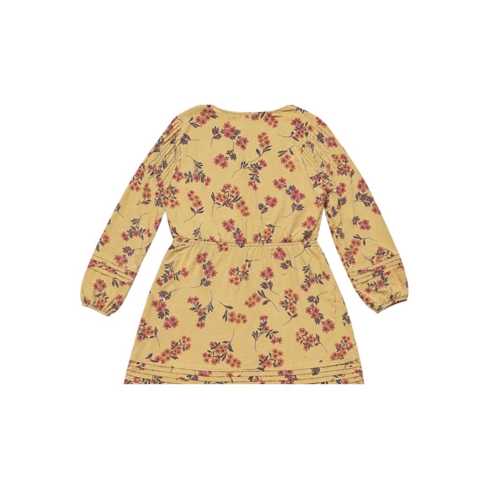 Daniel Rainn Floral Mock Wrap Mini Dress Mustard Yellow Petite Medium - Picture 3 of 6